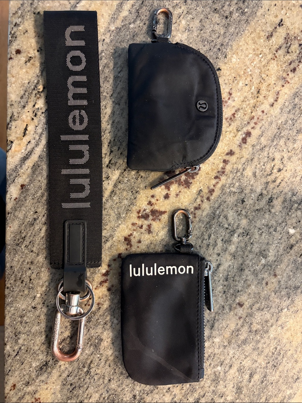 lululemon athletica Black Key & Card Holder Set with Branded Lanyard